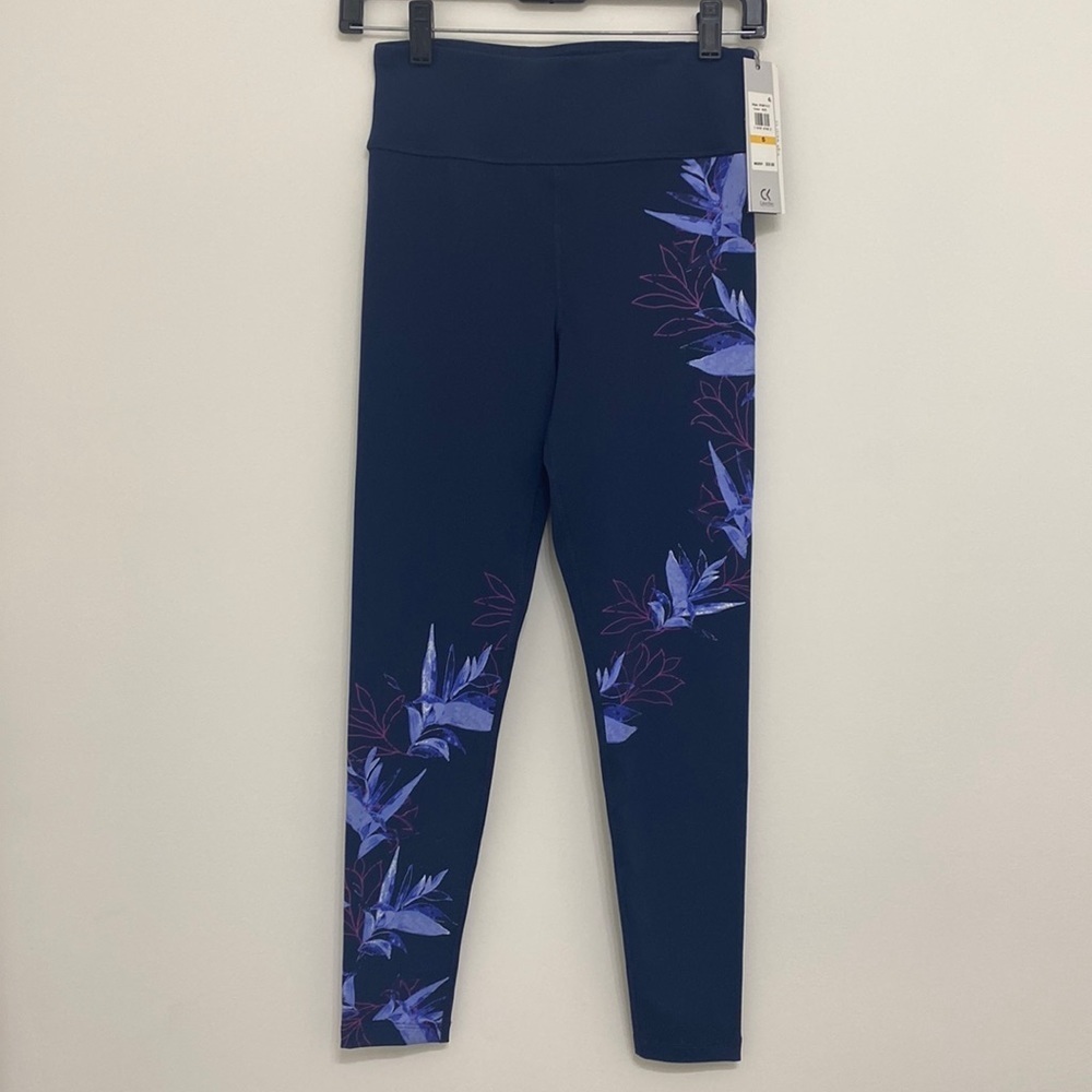 Calvin Klein High Waist Performance Leggings Blue Floral Size Small